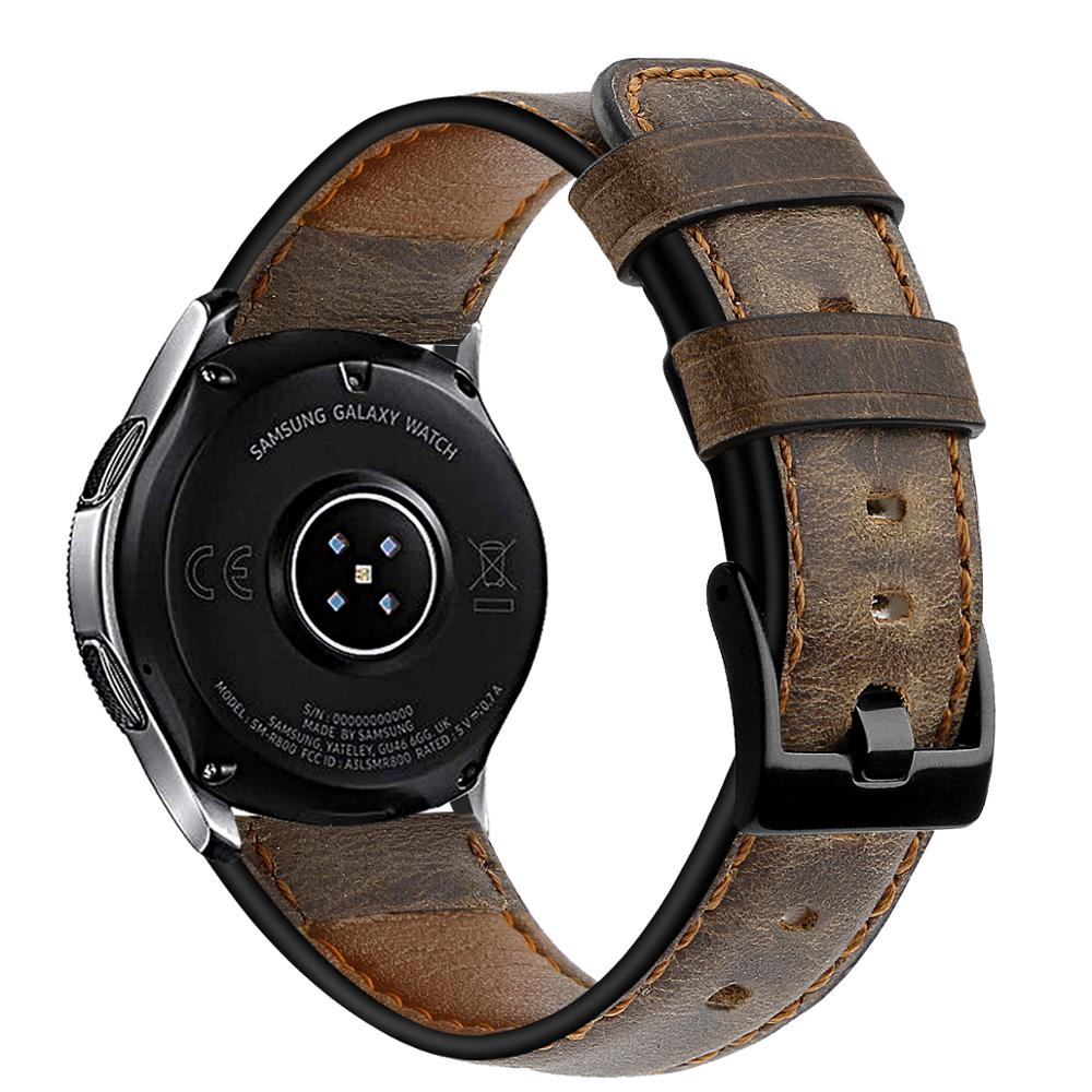22mm Watch Band For Galaxy watch 46mm Crazy Horse Leather Strap Gear S3 Frontier Bracelet Huawei Watch gt Strap|Watchbands|