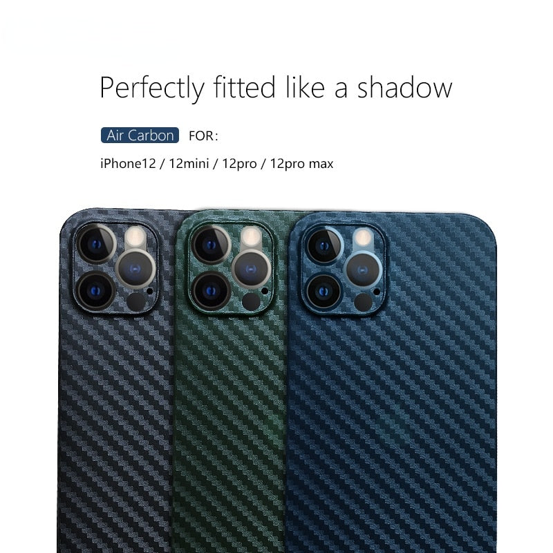 Carbon Fiber Pattern Ultra Slim PC Case for iPhone 13 12 mini 12 Pro Max 13 Pro Max 11 Pro Max Lens Protection Phone Cover|Phone Case & Covers|