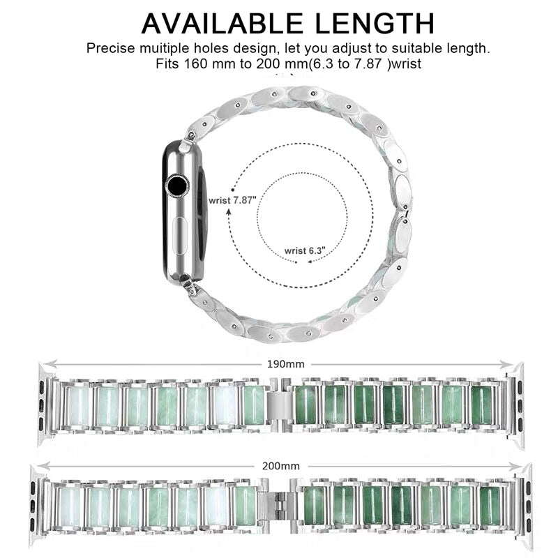 Apple Watch Band Series 7 6 5 4 Luxury Emerald Metal Adjustable Wrist Belt Strap iWatch 38mm 40mm 41mm 42mm 44mm 45mm |Watchbands|