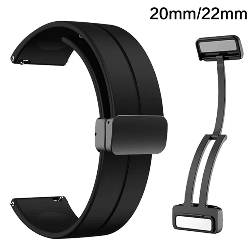 20mm 22mm Strap For Samsung Galaxy watch 4/5 pro/classic/gear s3/active 2 Sport Silicone Magnetic Buckle For Huawei GT 2 3 band