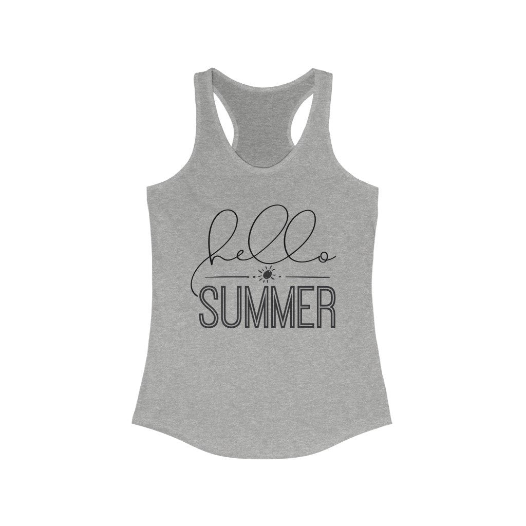 Tank Top Heather Grey / XS Hello Summer design tank, Summer outfit, Muscle Tanks for Womens, Tank Top for beach vacation, gift for her
