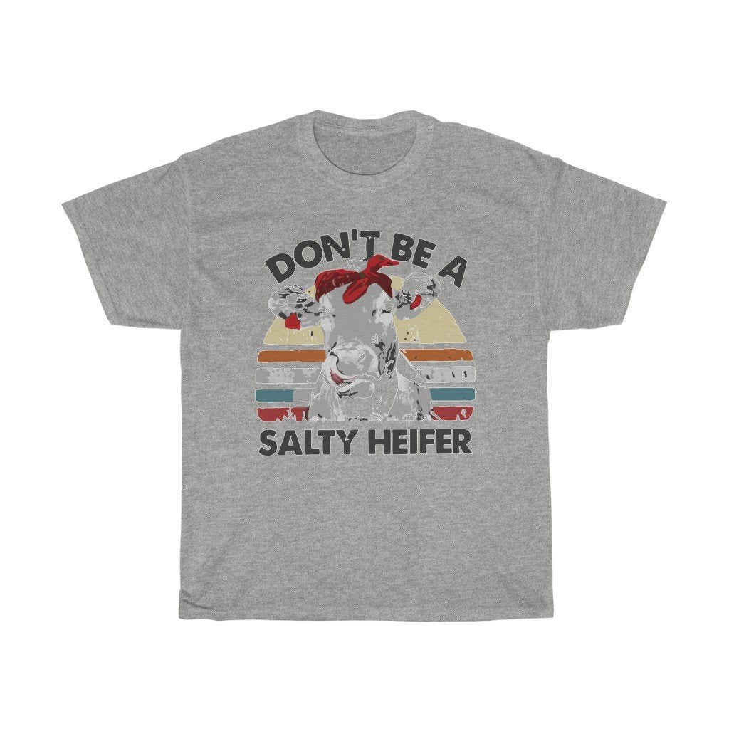 T-Shirt Sport Grey / S Don't be a salty heifer shirt, cute cow head design tee, gift for him/her, Unisex Tshirts