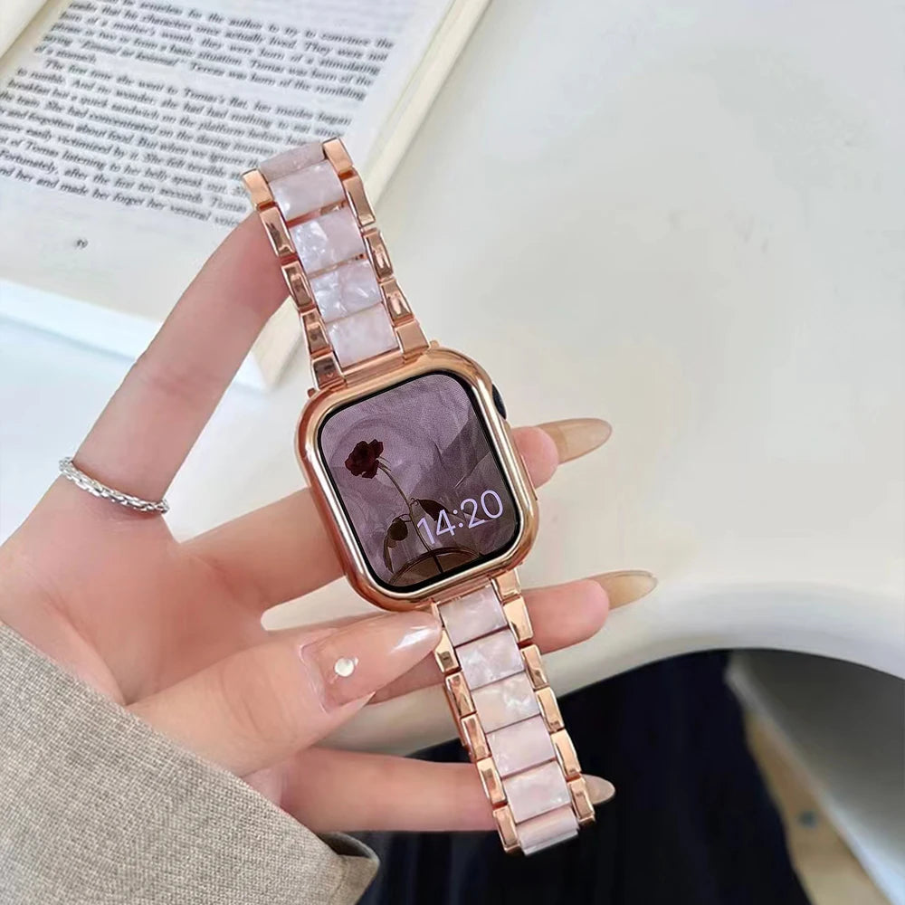 Women Wristband for Apple Watch Band 6 Se 5 4 40mm 44mm 8 7 41mm 45mm Steel+resin Bracelet for IWatch Ultra 49mm 38mm 42mm Strap