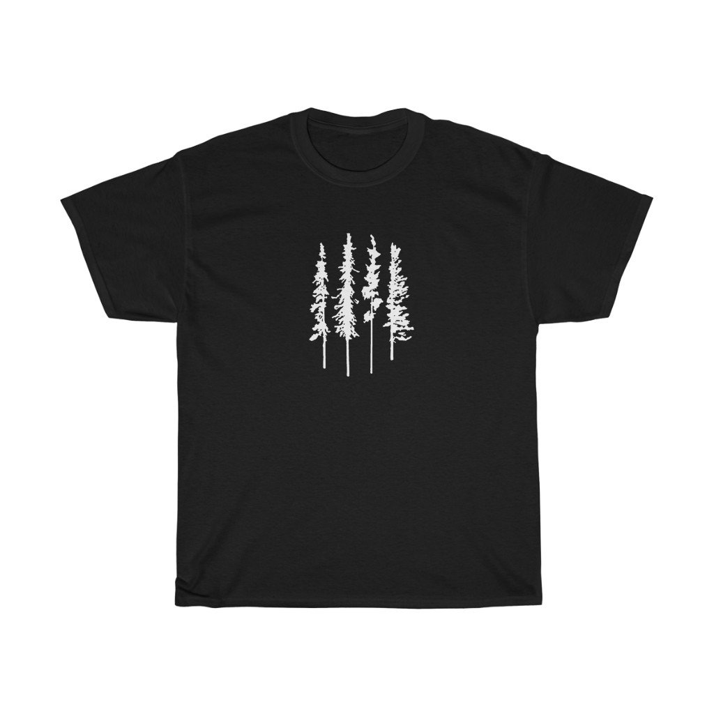 T-Shirt Black / S Skinny Pine Trees men tshirt tops, short sleeve cotton man tee shirt t-shirt, small - large plus size