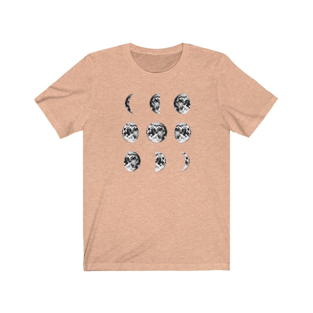 T-Shirt Heather Peach / S Moon Phases Shirt - Moon Shirt - Moon Phases - Unisex