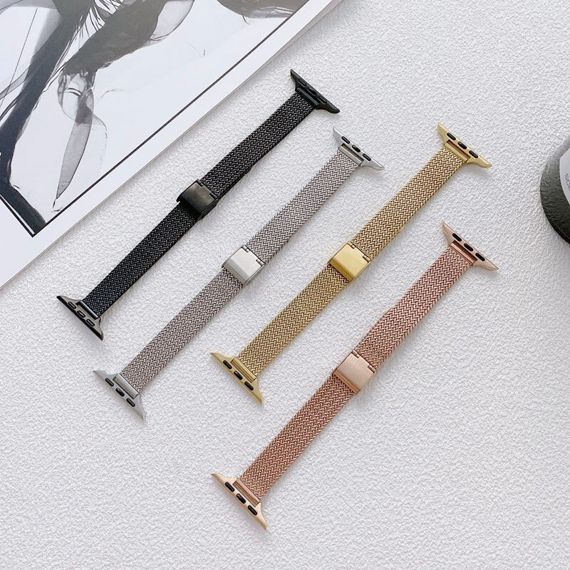 Ladies Metal Strap Ultra 8 7 6 Slim Milanese Bracelet Apple Watchband