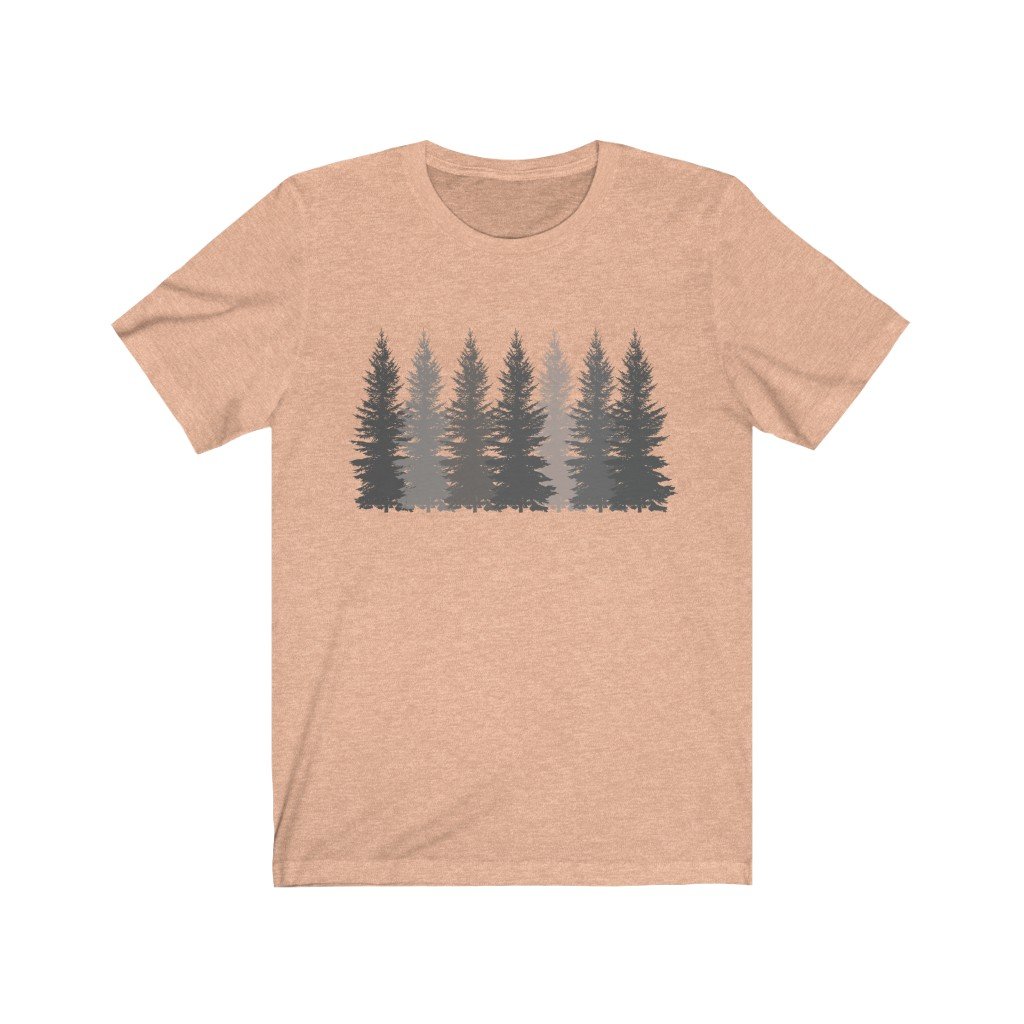 T-Shirt Heather Peach / S Trees t shirt | Men's T-shirt | Nature shirt | Hiking shirt | Graphic Tees | Forest Tshirt