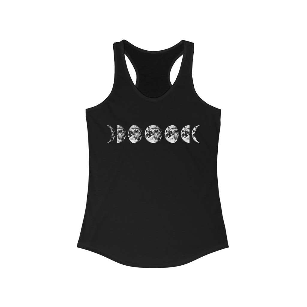 Tank Top Solid Black / L Moon Phases Tank Top - Moon Tank Top - Moon Phases Tank Top