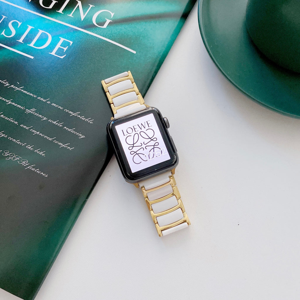 Apple Watch Band Series 7 6 5 luxury Ceramics Stainless Steel Bracelet