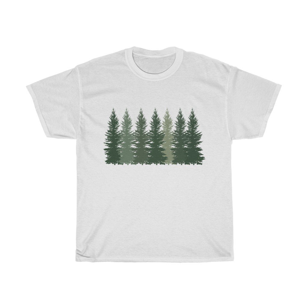 T-Shirt White / S Trees t shirt, Men's T-shirt, Nature shirt, Hiking shirt, Graphic Tees, Forest Tshirt - Made in Usa