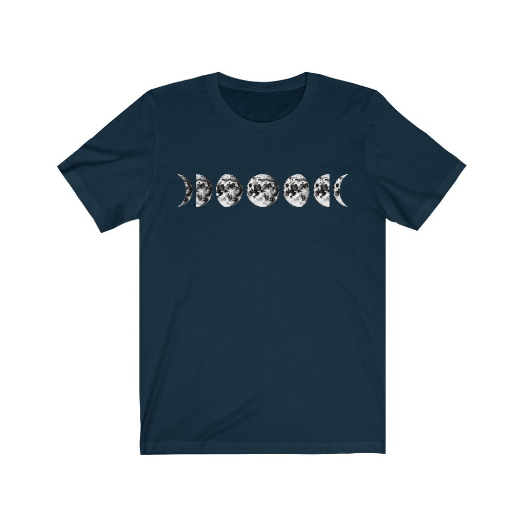 T-Shirt Navy / S Moon Phases Shirt - Moon Shirt - Moon Phases - Unisex