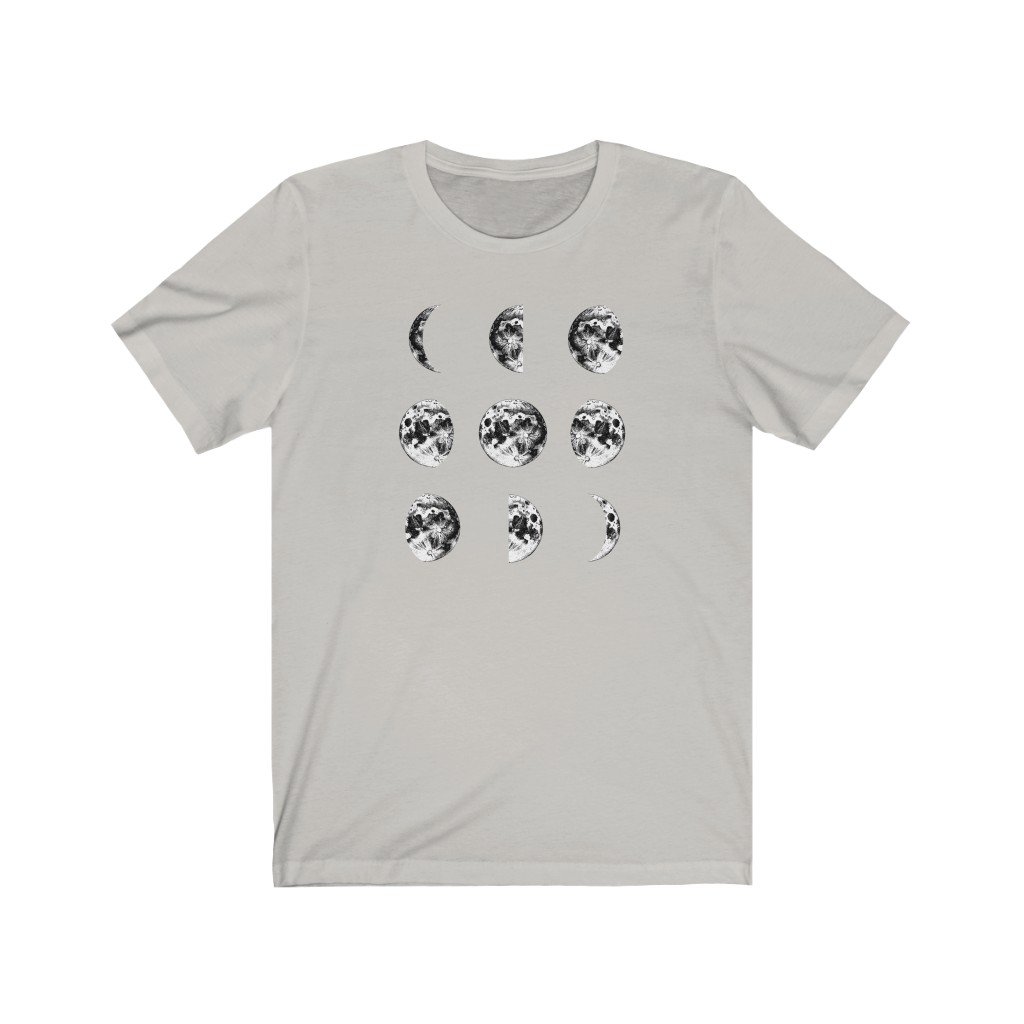 T-Shirt Silver / S Moon Phases Shirt - Moon Shirt - Moon Phases - Unisex