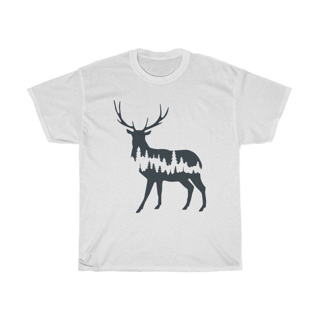 T-Shirt White / S Deer Shadow shirt design, simple plain design animal prints, cute tee for men & women, unisex tee-shirts, plus size shirts