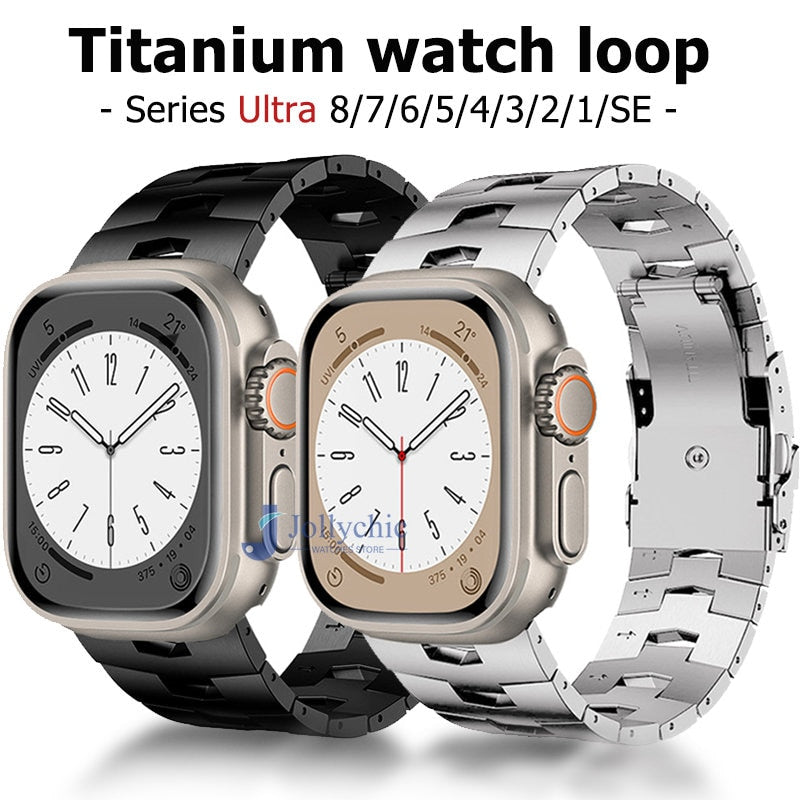 For Apple Watch Ultra 49mm iWatch Series 8/7/6/SE Titanium Metal Band Strap  Case