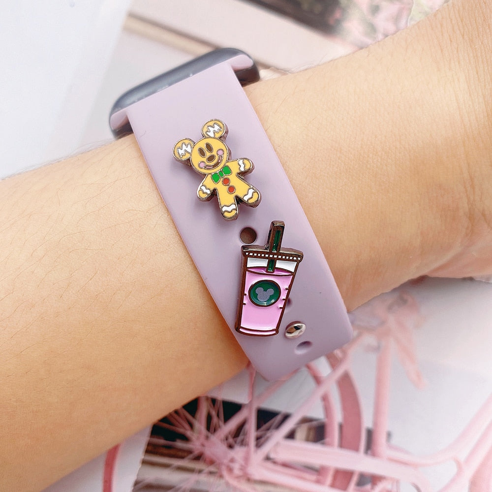 Metal Charms Ring Diamond Ornament iWatch Bracelet Silicone Strap
