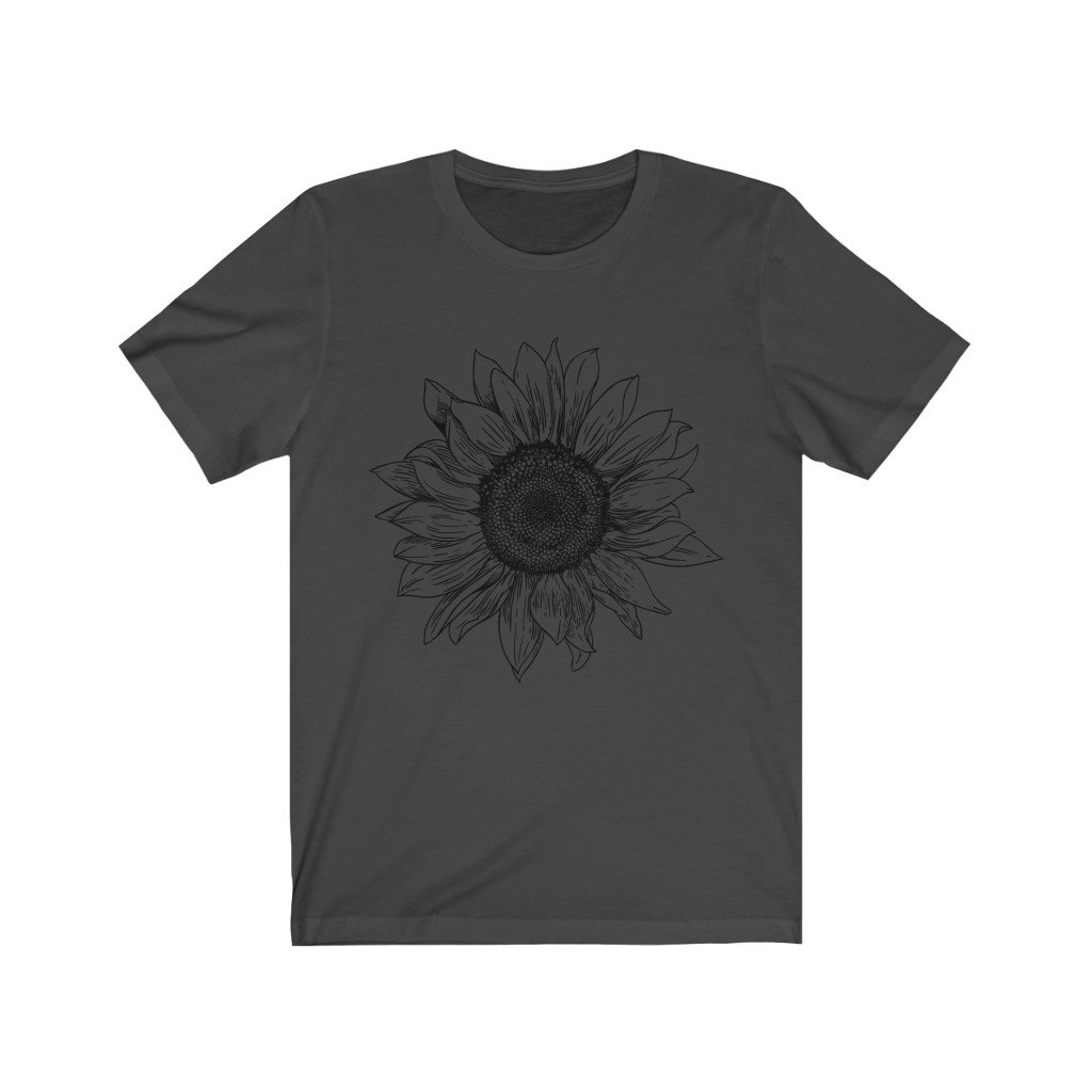 T-Shirt Dark Grey / S Sunflower Rising ~ Womens Sunflower Tee, Flower Tee Shirt, Botanical Tee, wildflower shirt, fall tee, flower tshirt, sunflower shirt