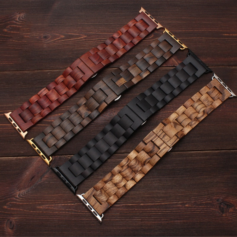 Wooden Strap Series 7 6 5 Metal Butterfly Clasp Wristband |Watchbands|