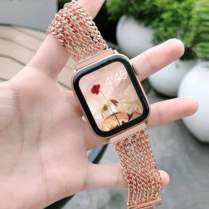 Dress Bracelet for Apple Watch Band Series 8 High Quality Metal Strap