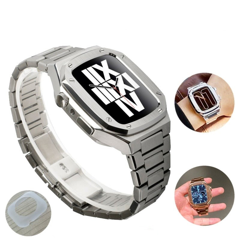 High Quality Steel Band Set for Apple Watch Band Series 7 6 Metal Case
