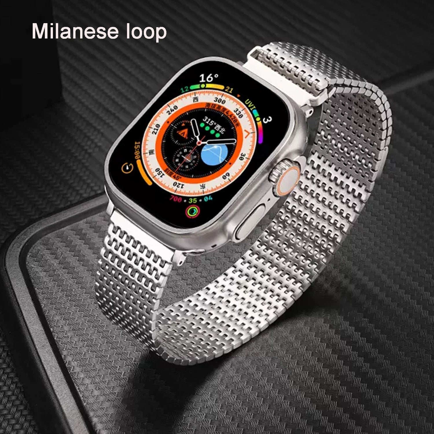 Stainless Steel Magnetic Band Compatible with Apple Watch Band 38mm 40mm  41mm 42mm 44mm 45mm 49mm, Adjustable Mesh Loop Strap, Metal Milanese