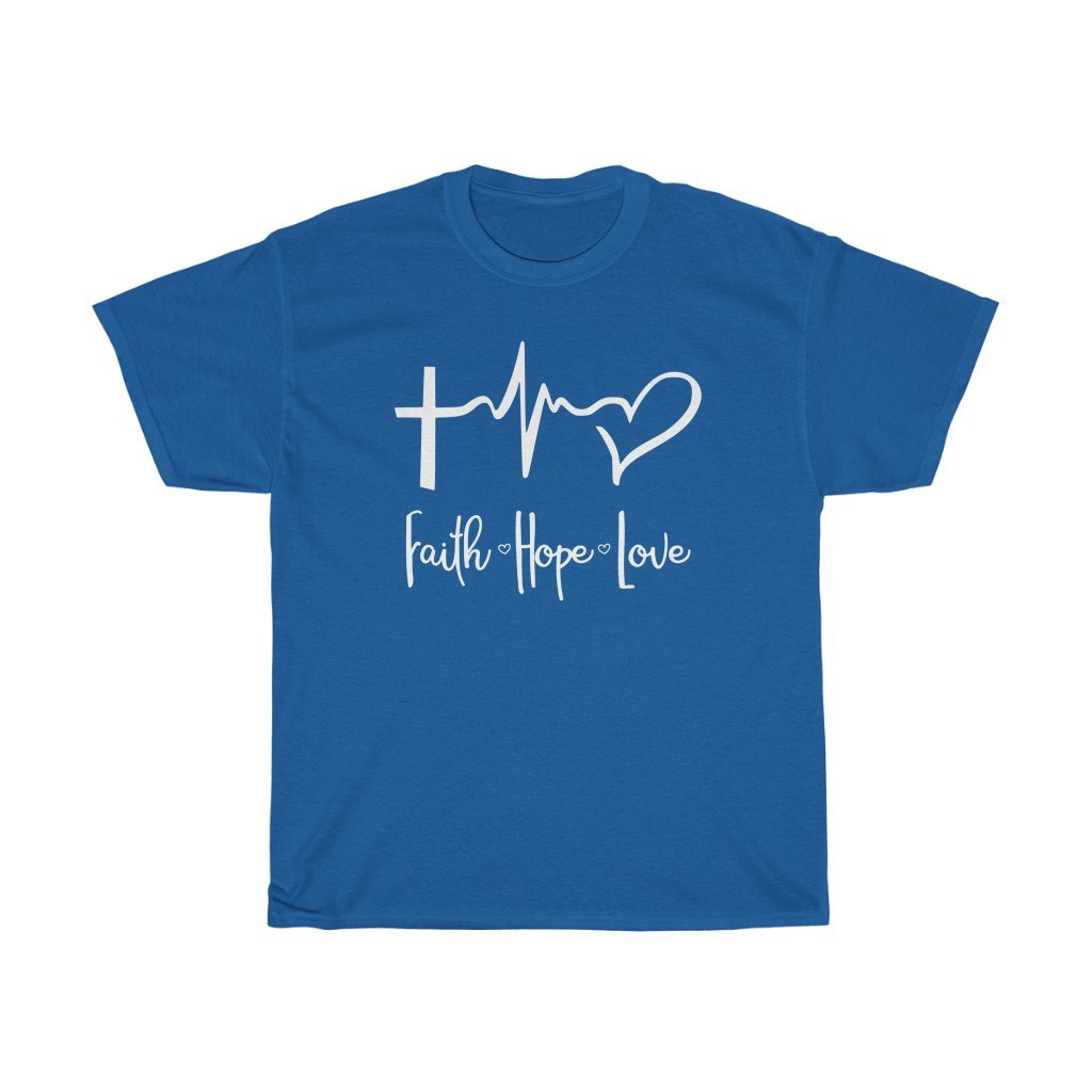 T-Shirt Royal / S Faith Love Hope women tshirt tops, short sleeve ladies cotton tee shirt , small - large plus size