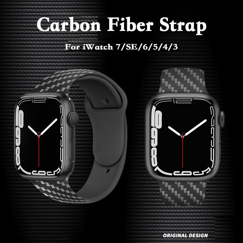 Carbon Fiber Strap Series 7 6 5 4 Silicone Wristband |Watchbands|