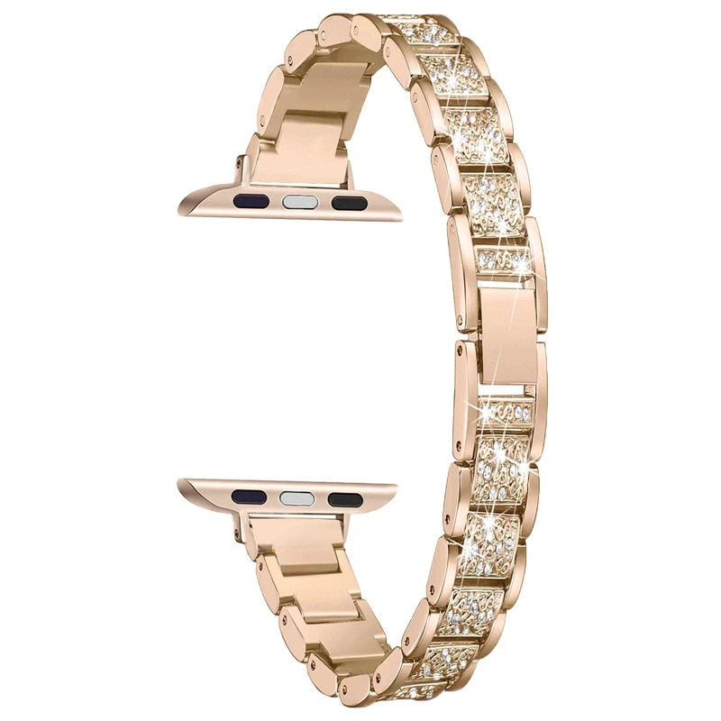 Luxury Lady Diamond Strap Apple Series 7 6 Steel  Loop Wrist Bracelet