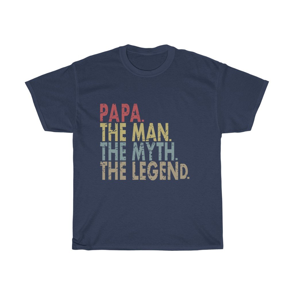 T-Shirt Navy / S Papa The Man The Myth The Legend men tshirt tops, short sleeve cotton man tee shirt t-shirt, small - large plus size