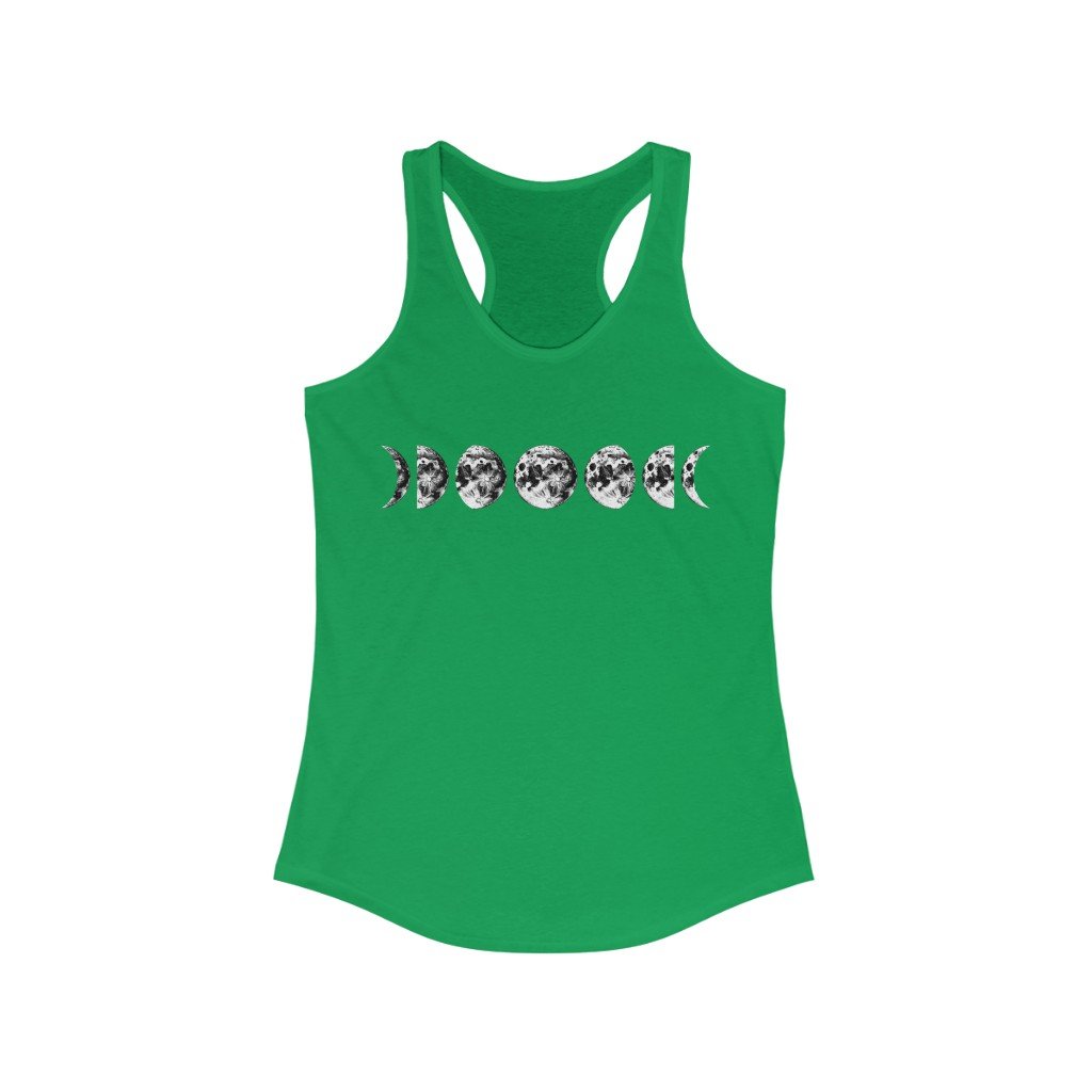 Tank Top Solid Kelly Green / XS Moon Phases Tank Top - Moon Tank Top - Moon Phases Tank Top