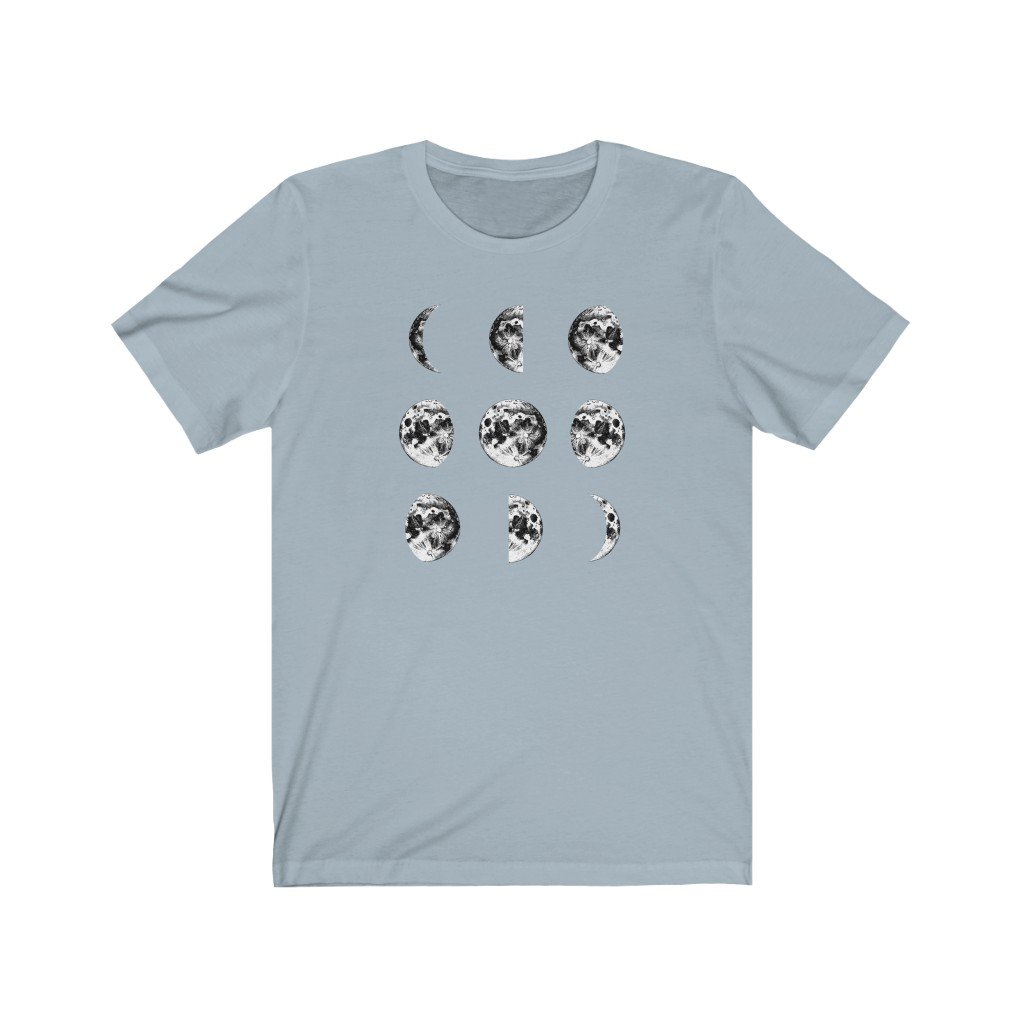 T-Shirt Light Blue / S Moon Phases Shirt - Moon Shirt - Moon Phases - Unisex