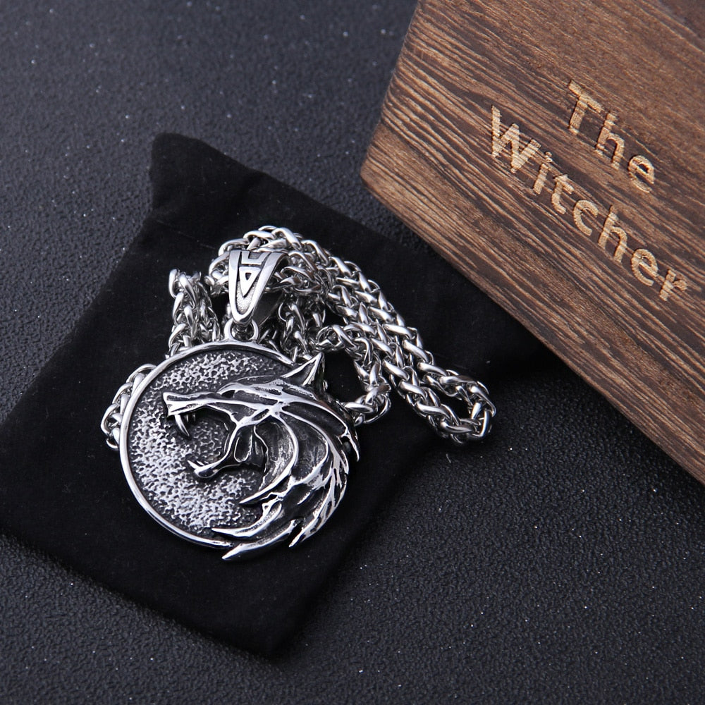 Wizard Wolf Head Pendant Necklace for Geralt The Wild Hunt 3 Figure