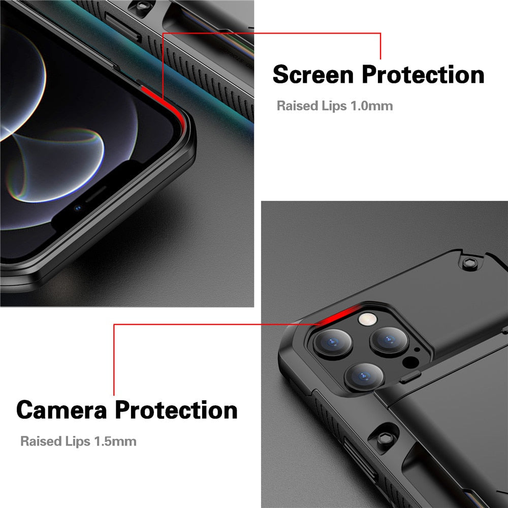 Armor Slide Card Case For iPhone 13 12 Mini 11 12 Pro Max XS Max XR Card Slot Holder Cover For iPhone 8 7 6S Plus SE 2020 Cases|Phone Case & Covers|