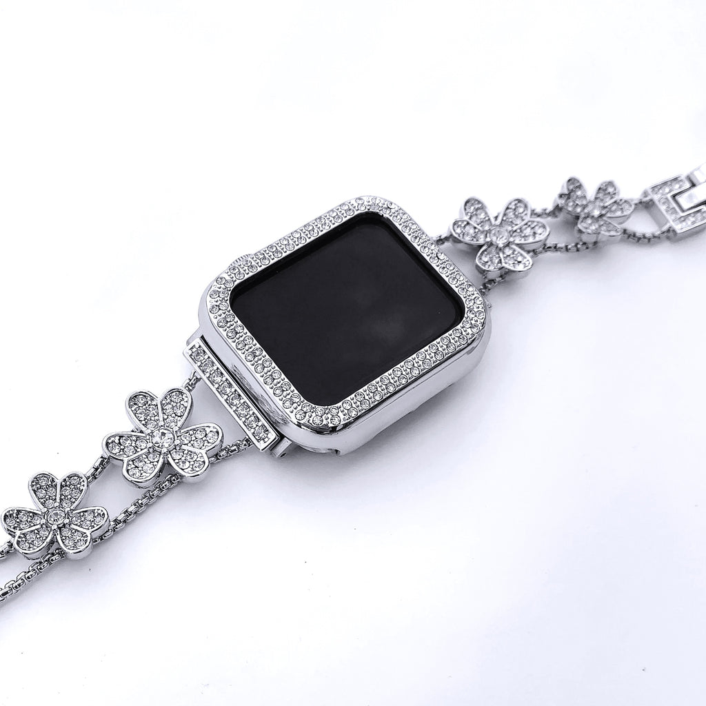 Diamond Premium Steel Chain Strap+Case for Apple Watch Band Series 6 5