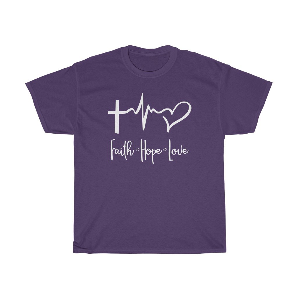 T-Shirt Purple / S Faith Love Hope women tshirt tops, short sleeve ladies cotton tee shirt , small - large plus size