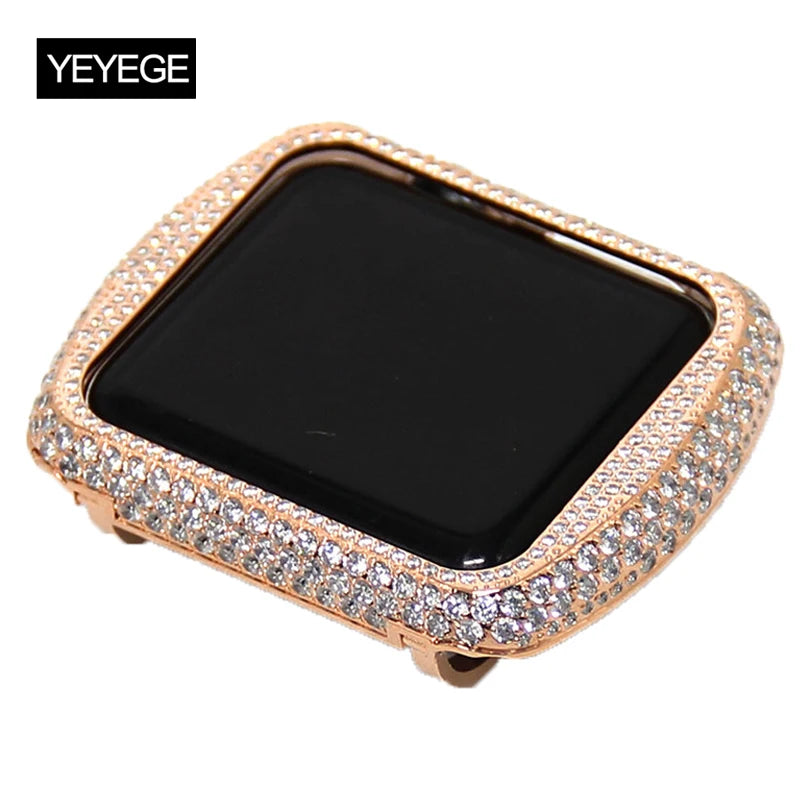 Aluminium Diamond Case For Apple Watch 44mm 40mm Luxurious Bling Women Screen Protector Frame For iWatch 8 7 41 45mm 42mm 38mm