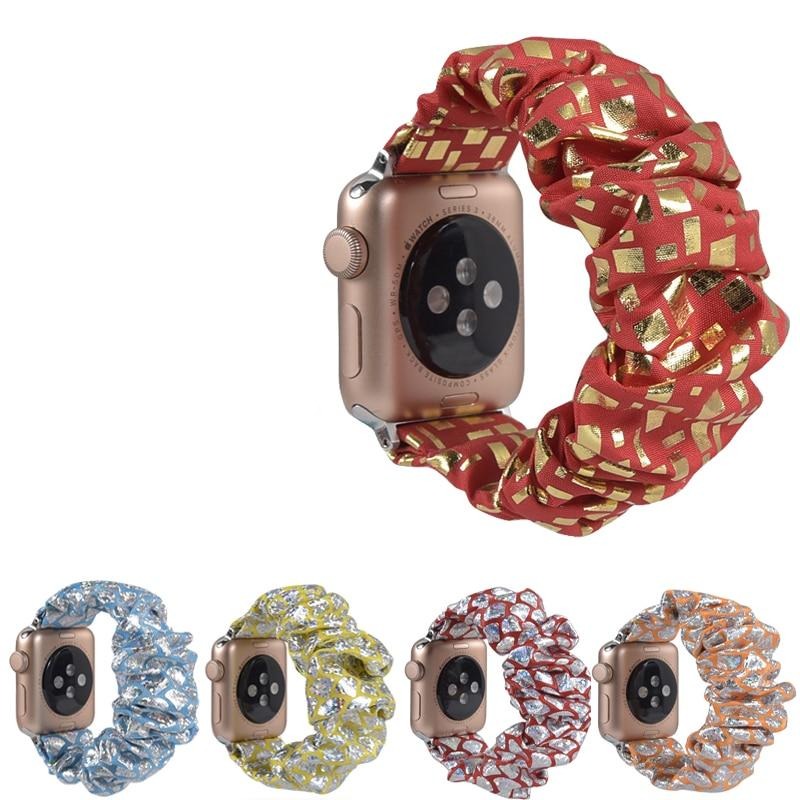 Watchbands Bling Scrunchies Elastic Strap for Apple Watch 5 4 Band 38mm 40mm Fabric Strap 42mm 44mm Series 5 4 3 2 Bracelet Watchband|Watchbands|