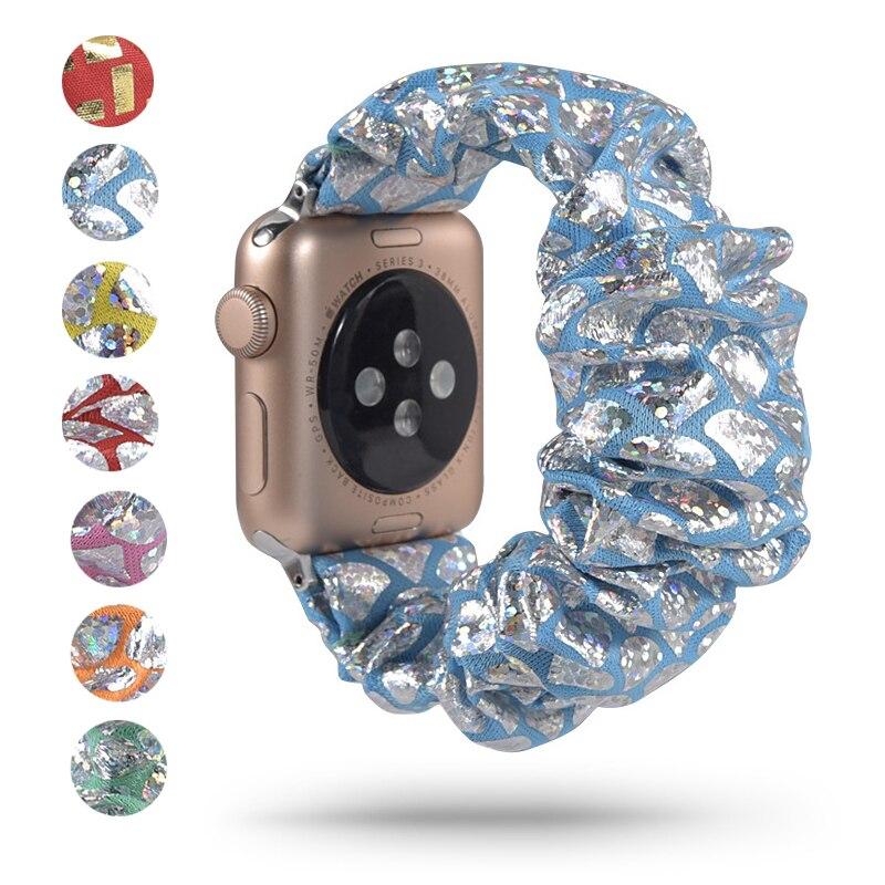 Watchbands Bling Scrunchies Elastic Strap for Apple Watch 5 4 Band 38mm 40mm Fabric Strap 42mm 44mm Series 5 4 3 2 Bracelet Watchband|Watchbands|