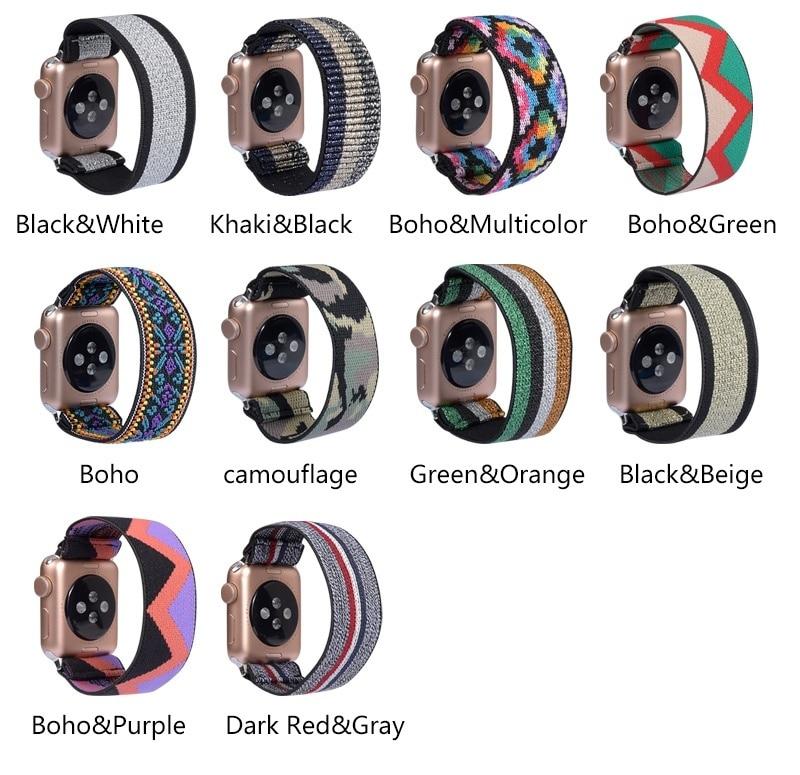Watchbands Bohemia Elastic Nylon Loop Strap for Apple Watch Band 38mm 40mm 42mm 44mm Iwatch 5/4/3 2 Man Women Watch Band for Apple Band|Watchbands