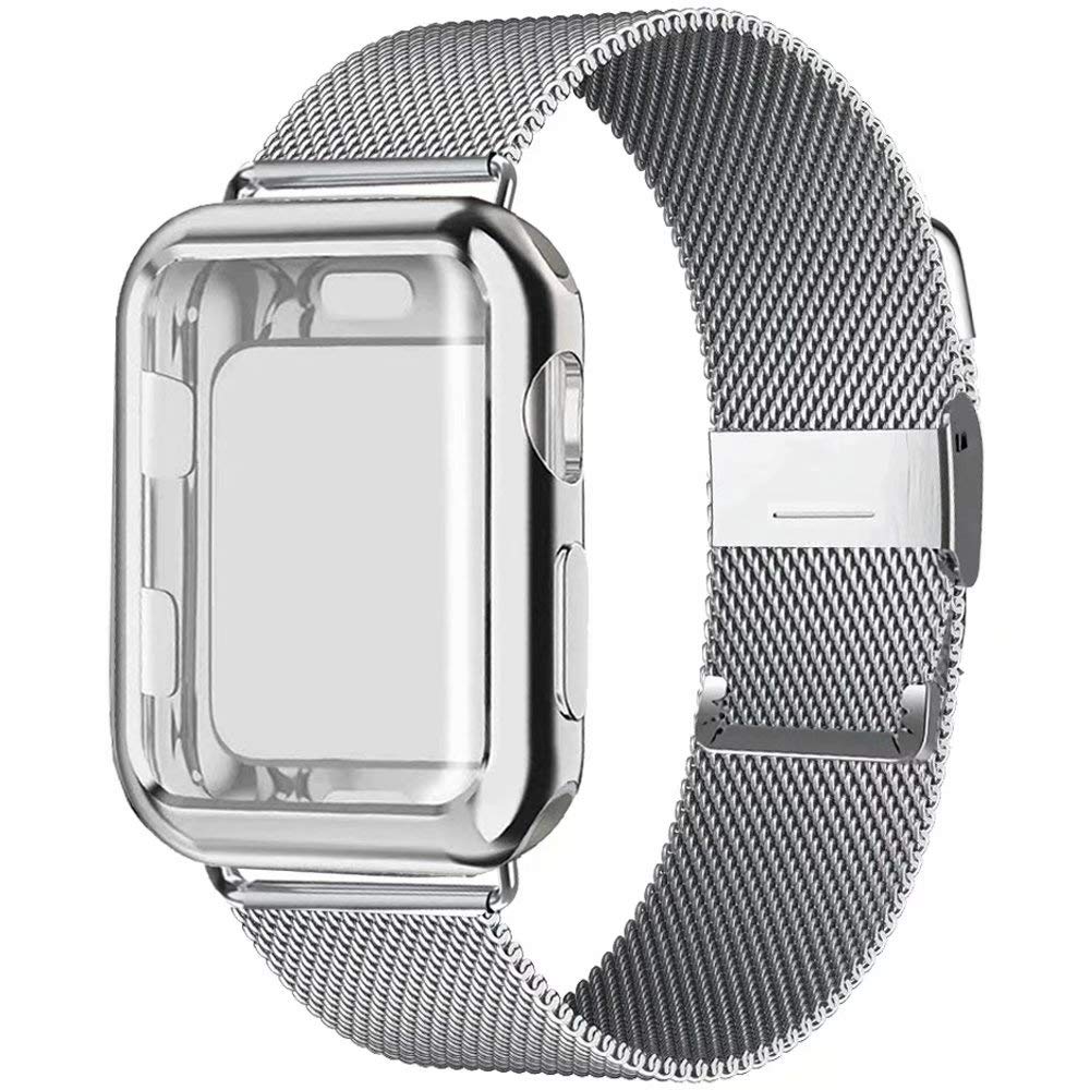 Watchbands Case+Strap for Apple Watch Band 40mm 44mm Accessories stainless steel bracelet Milanese loop iWatch series 3 4 5 6 se 42 mm 38mm|Watchbands|