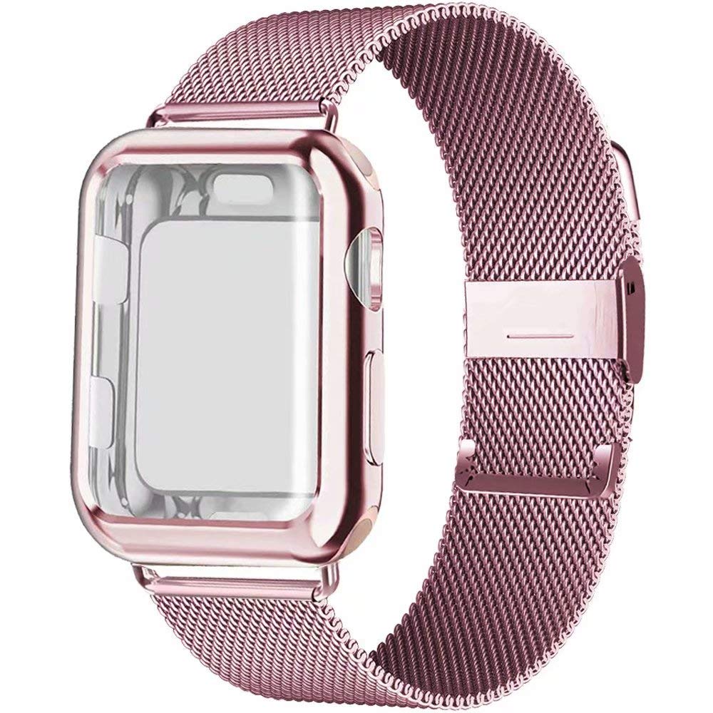 Watchbands Case+Strap for Apple Watch Band 40mm 44mm Accessories stainless steel bracelet Milanese loop iWatch series 3 4 5 6 se 42 mm 38mm|Watchbands|