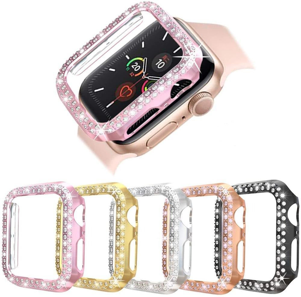 Watch Cases Case for Apple Watch Cover Series 5 4 3 2 1 38MM 42MM Cases Plated Hard Bumper Bling Crystal Diamonds Glitter Frame Protective|Watch Cases