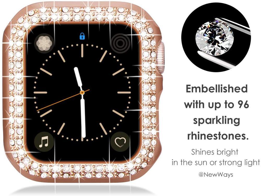 Watch Cases Case for Apple Watch Cover Series 5 4 3 2 1 38MM 42MM Cases Plated Hard Bumper Bling Crystal Diamonds Glitter Frame Protective|Watch Cases