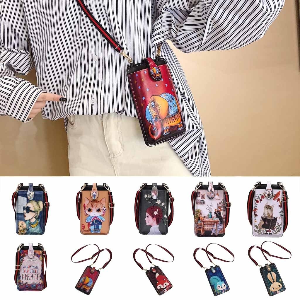 Shoulder Bags Cell Phone Bag Case Mini Cross body Shoulder Bag Girls Women Coin Bag Cute Cartoon Print Wallet Bag Women's Wallets Purse|Shoulder Bags|