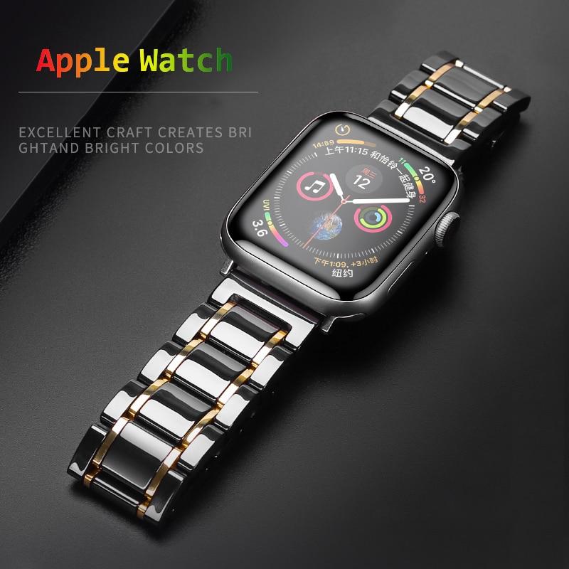 Watchbands Ceramic Strap for Apple Watch 5 Band 44mm 40mmm Luxury Stainless steel bracelet iWatch band 42mm 38mm 40 42 44 mm series 3 4 5|Watchbands|