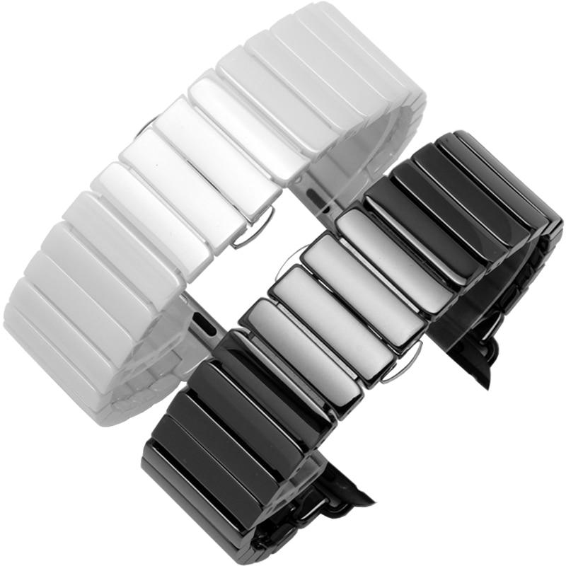 Watchbands Ceramic Strap for Apple Watch Band 44 mm 40mm 42mm 38mm Stainless steel buckle bracelet for iwatch series 5 4 3 38 42 44mm|Watchbands