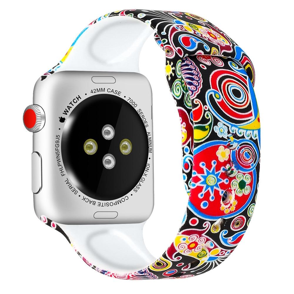 Watchbands Christmas Silicone Strap For Apple Watch band 44mm 40mm 42mm 38mm correa Printing women bracelet apple Watch iwatch 6 5 3 4 se|Watchbands|