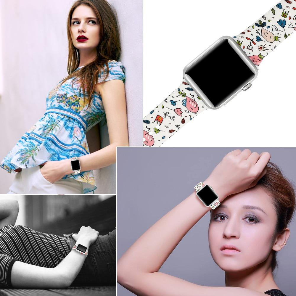 Watchbands Christmas Silicone Strap For Apple Watch band 44mm 40mm 42mm 38mm correa Printing women bracelet apple Watch iwatch 6 5 3 4 se|Watchbands|