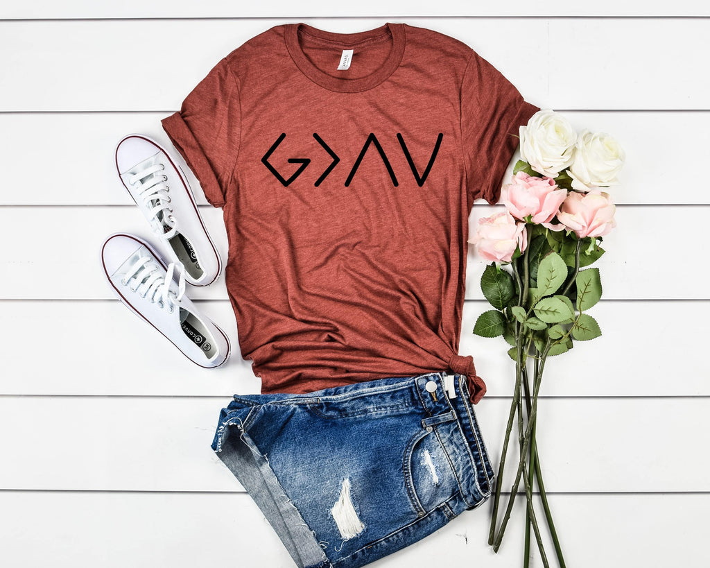 T-Shirt God Is Greater Than The Highs And The Lows women tshirt tops, short sleeve ladies cotton tee shirt  t-shirt, small - large plus size