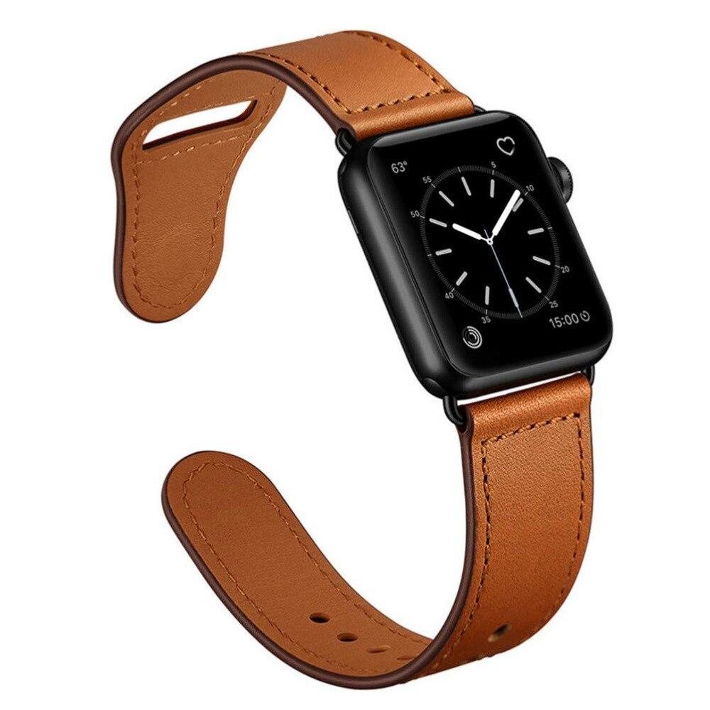 Apple Brown/Black adapter / 38-40mm Series 54321 Faux Leather Strap for pulseira apple watch band 42mm 38mm 40mm 44mm sports high-quality correa for apple iWatch bracelet 5/4/3/2 belt