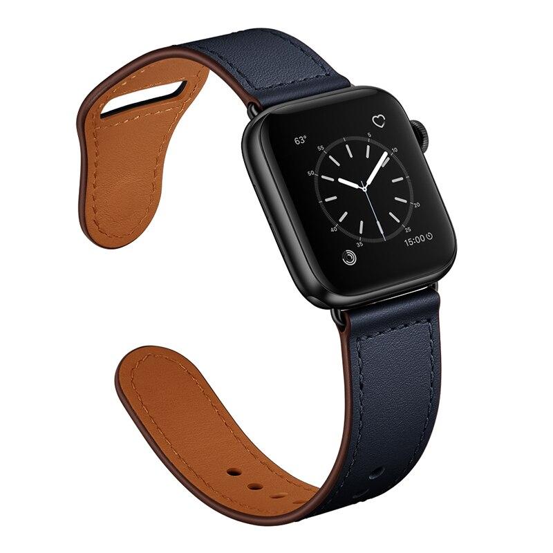 Apple Midnight Blue/Black / 38-40mm Series 54321 Faux Leather Strap for pulseira apple watch band 42mm 38mm 40mm 44mm sports high-quality correa for apple iWatch bracelet 5/4/3/2 belt